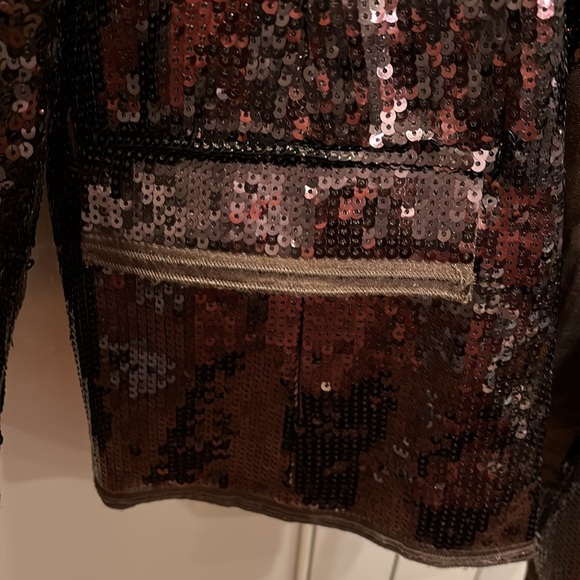 Chico's Size 2 Blazer Size Large Brown All Over Sequins Party Disco holiday - Picture 3 of 4